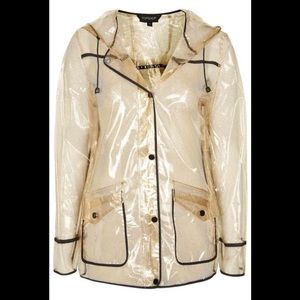 TopShop gold glitter rubber rain coat jacket